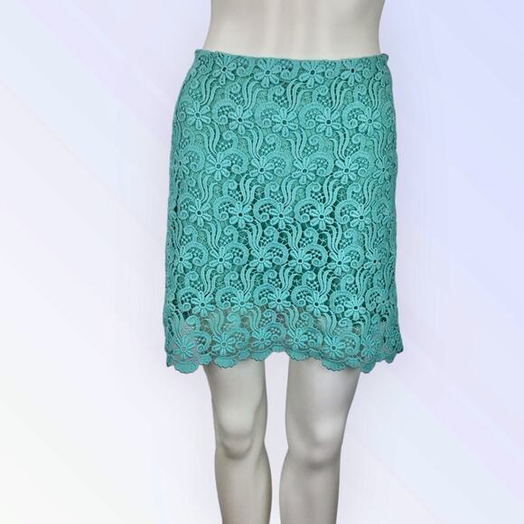 Zara Green Mini Skirt Lace A-line Size Small - Picture 6 of 6
